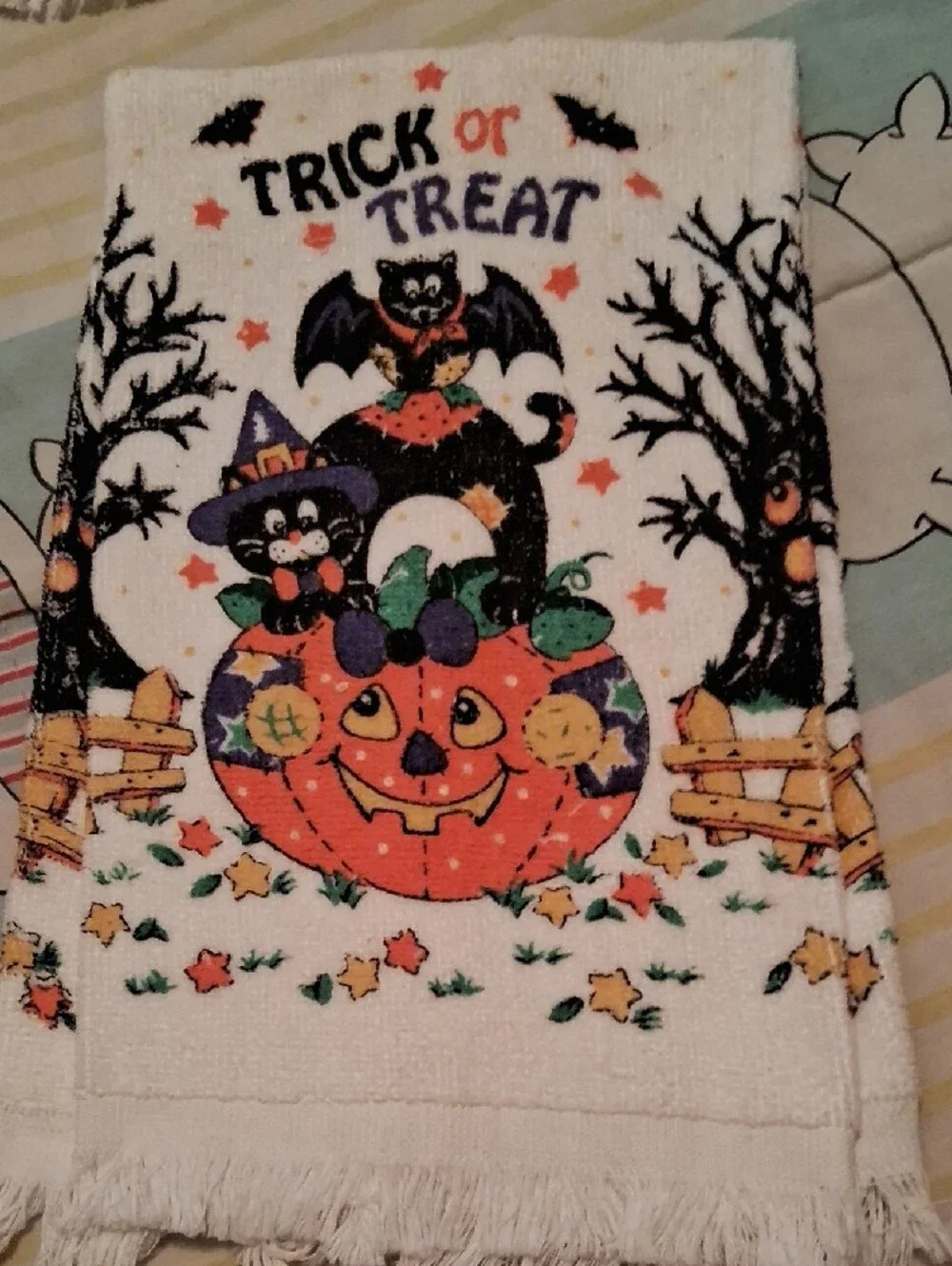 Vintage,Halloween Kitchen Towels and Pot Holder Sets - Orange,Black,Purple🍁🍂🎃